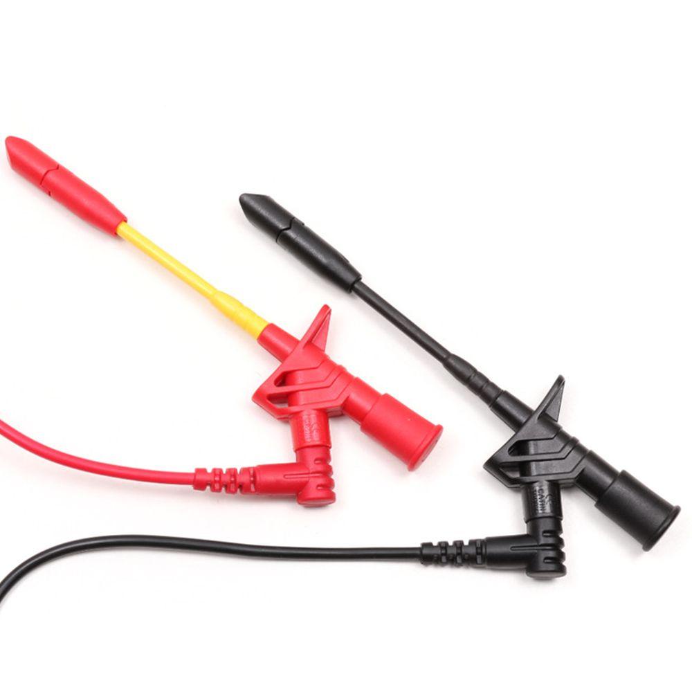 Top 2PCs/pak Klip Kait Tes Baru Ditingkatkan Mudah Digunakan Universal 1000V 10A 4mm Soket Fleksibel Testing Probe