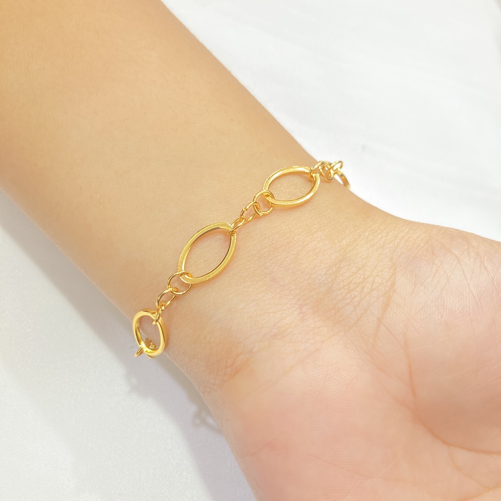 Gelang Wanita Rantai Polos Xuping Lapis Emas Aksesoris Perhiasan-1