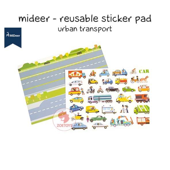 Zoetoys Mideer - Reusable Sticker Pad Animal Fun Life Medieval Age Urban Transport Magic Buku Stiker Ulang | Mainan Edukasi Anak | Cari Kado Natal