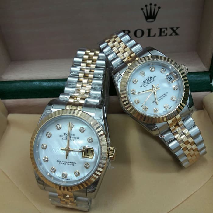 JAM TANGAN COUPLE ROLEX OYSTER PERPETUAL PLAT KOMBINASI kw super 1:2