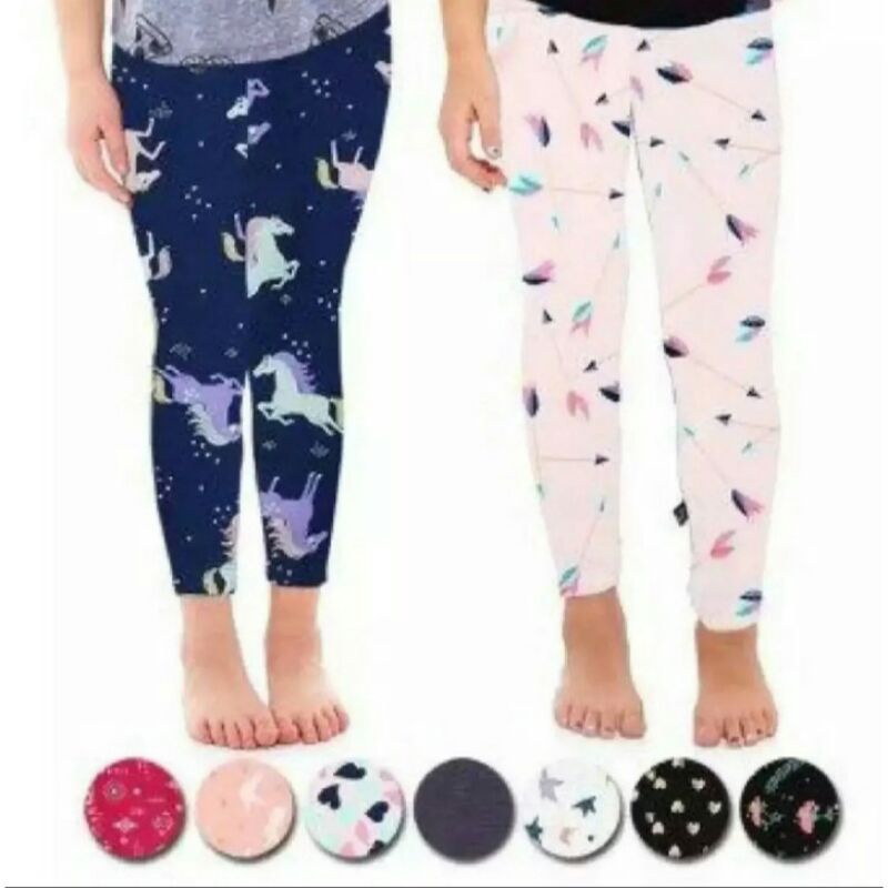 Legging Anak import perempuan 0-15 Thn Motif { RANDOM } Bahan Spandek Kaos Katun Import Uk XS - XXXL