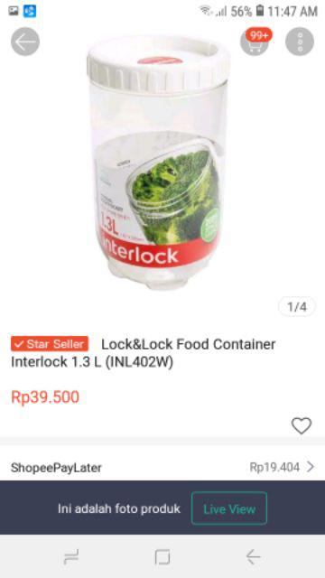 Lock&lock Food Container Interlock 1.3 L -- Inl402 --
