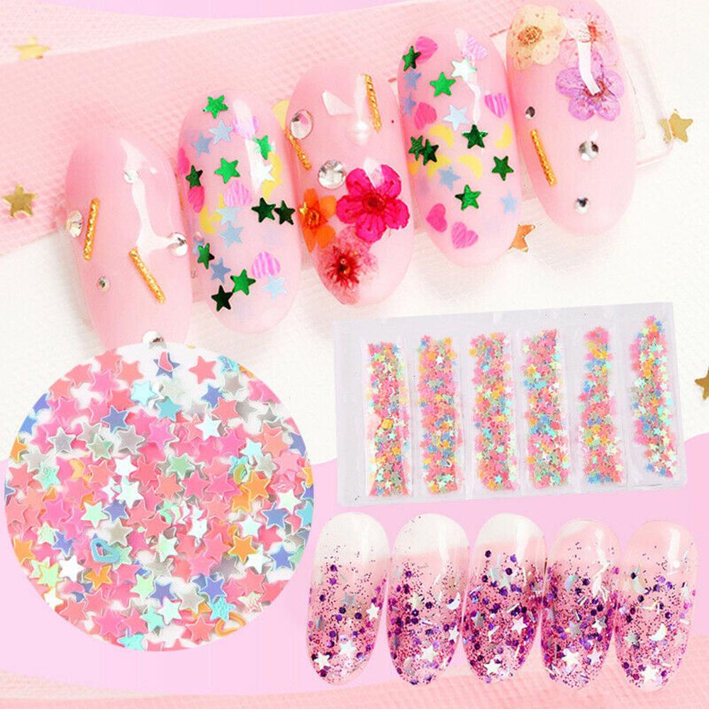 Agustina Paku Sequin Candy Colors Rabbit Heart DIY Paillette Acrylic Nail Art Manicure