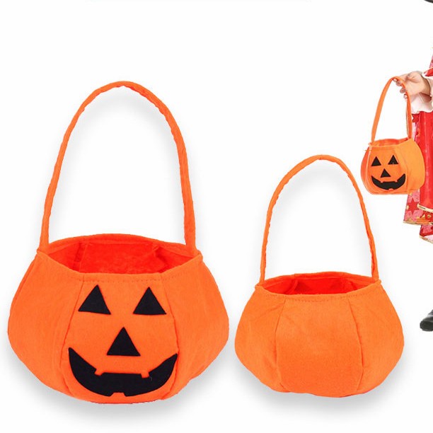 Tas Permen Labu Haloween Candy Bag Trick Or Treat Pumpkin Orange Skull