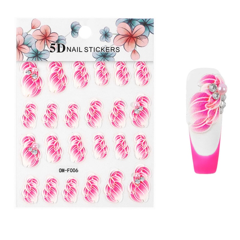 SIY  5D Acrylic Engraved Flower Nail Art Sticker Self-adhesive Embossed