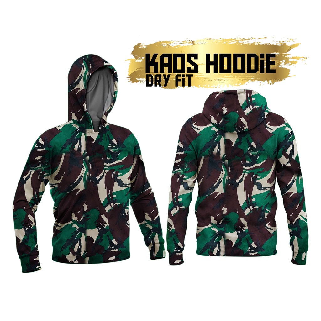 kaos hoodie loreng bahan drayfit/tangan panjang/soldier