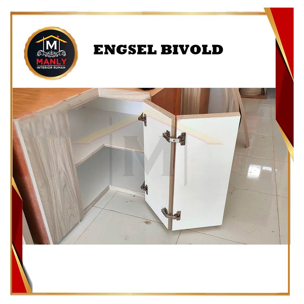 Engsel Bivold/ Engsel Sendok Pintu Sudut Bifold/ Bivold Pasangan Engsel Buaya 180 Derajat Isi ( 1Pcs)