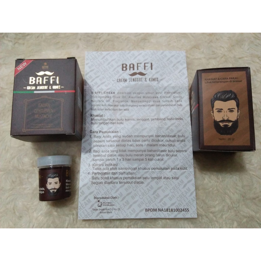 Baffi Cream Original Obat Minyak Penumbuh Pelebat Dan Penebal Jambang Brewok Kumis Jenggot BPOM