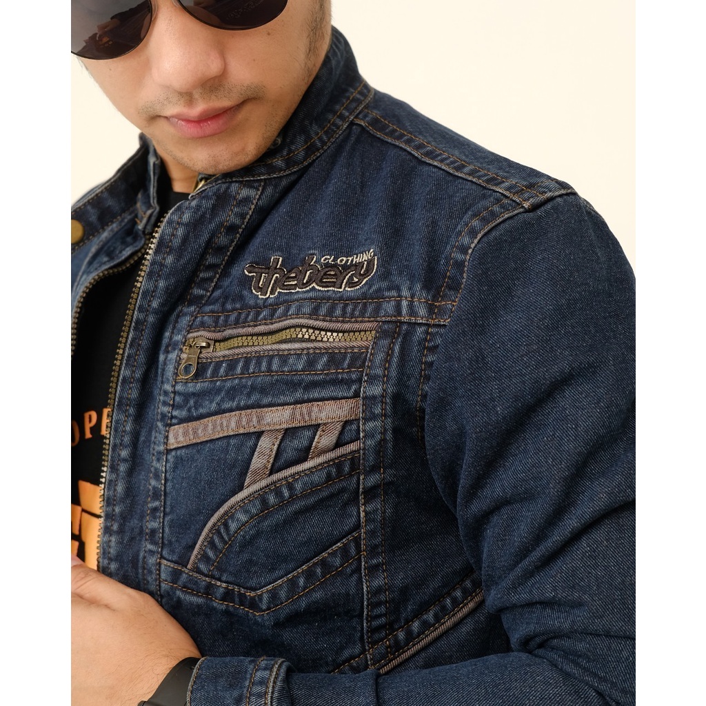 Jaket Denim jumbo 3xl Logo Bordil The Berry Denim pria dewasa Big