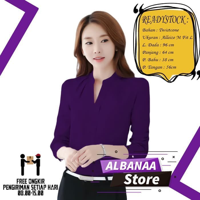 Blouse Wanita Korea Jumbo Putih Baju Lengan Panjang Wanita Style