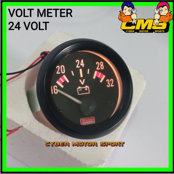 Volt meter analog 24 volt . indikator voltase aki 24v . gauge volt