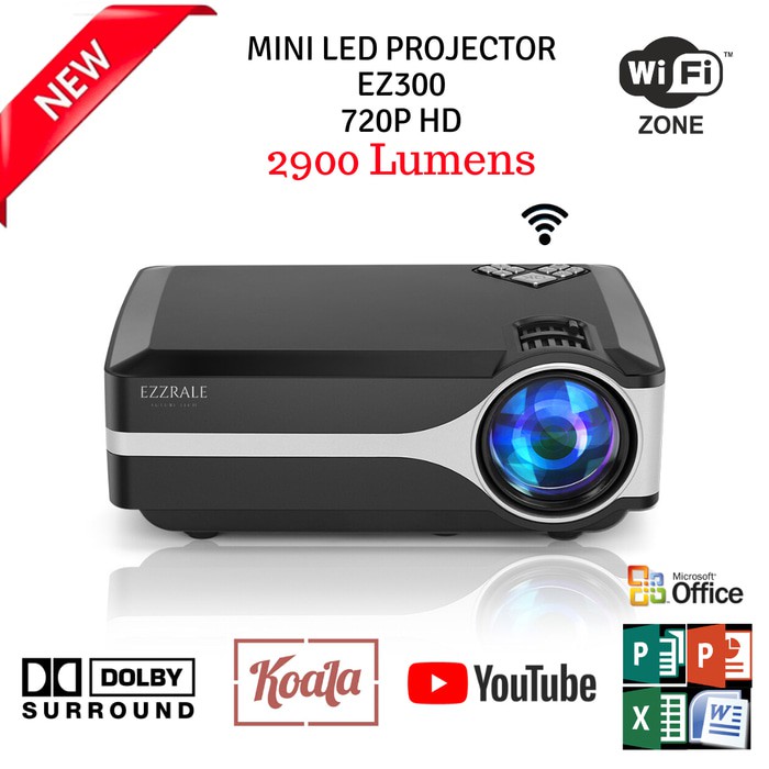 Ezzrale EZ300 Proyektor Youtube Koala Miracast Version 2900 Lumens
