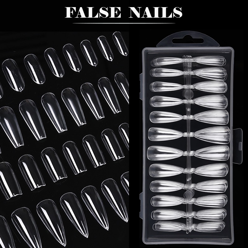 240pcs Kuku Palsu Extension Full Cover Bentuk Kotak Untuk Nail Art