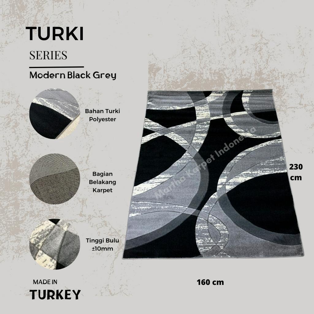 Karpet Turki Import Permadani 160x230 Modern Black Grey Karpet Import Turki Free Sofia 160x210