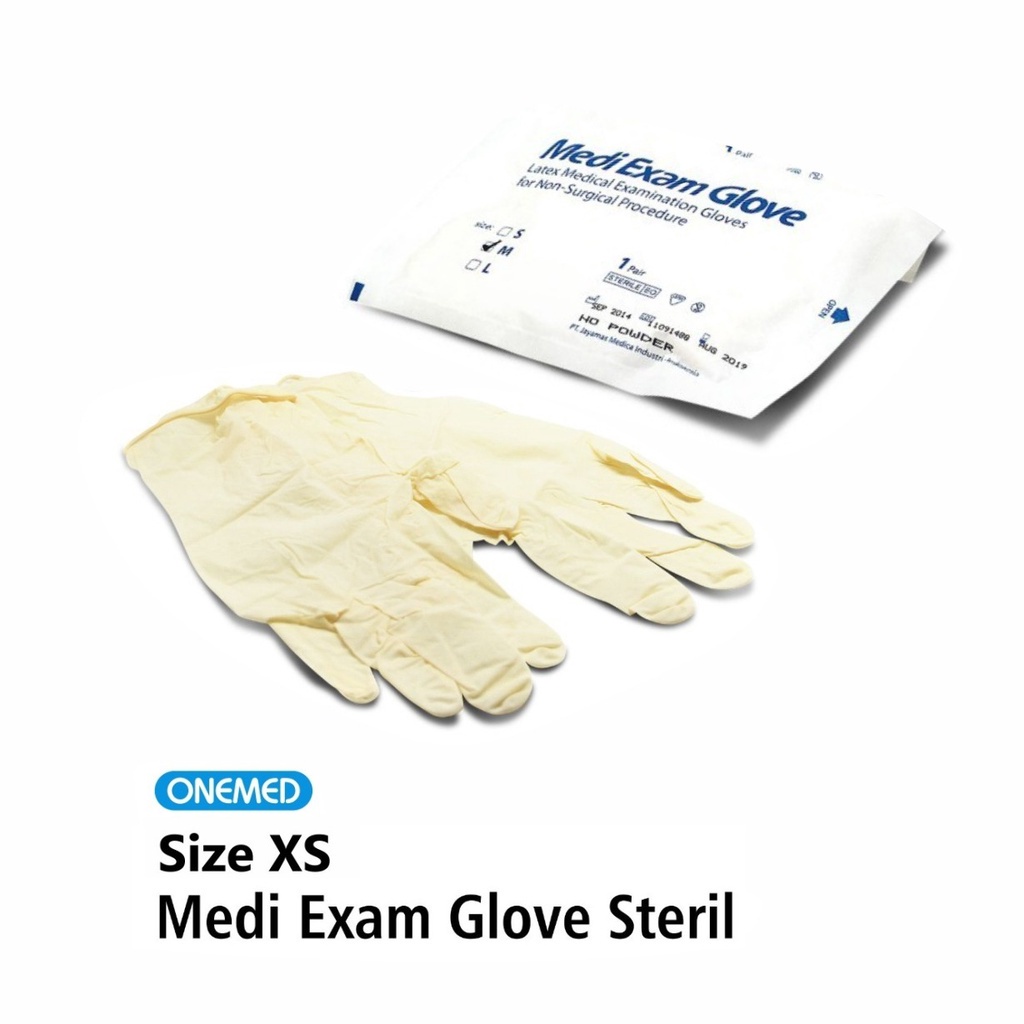 SARUNG TANGAN STERILE MEDI EXAM LATEX NON POWDER PER PAIR - ONEMED