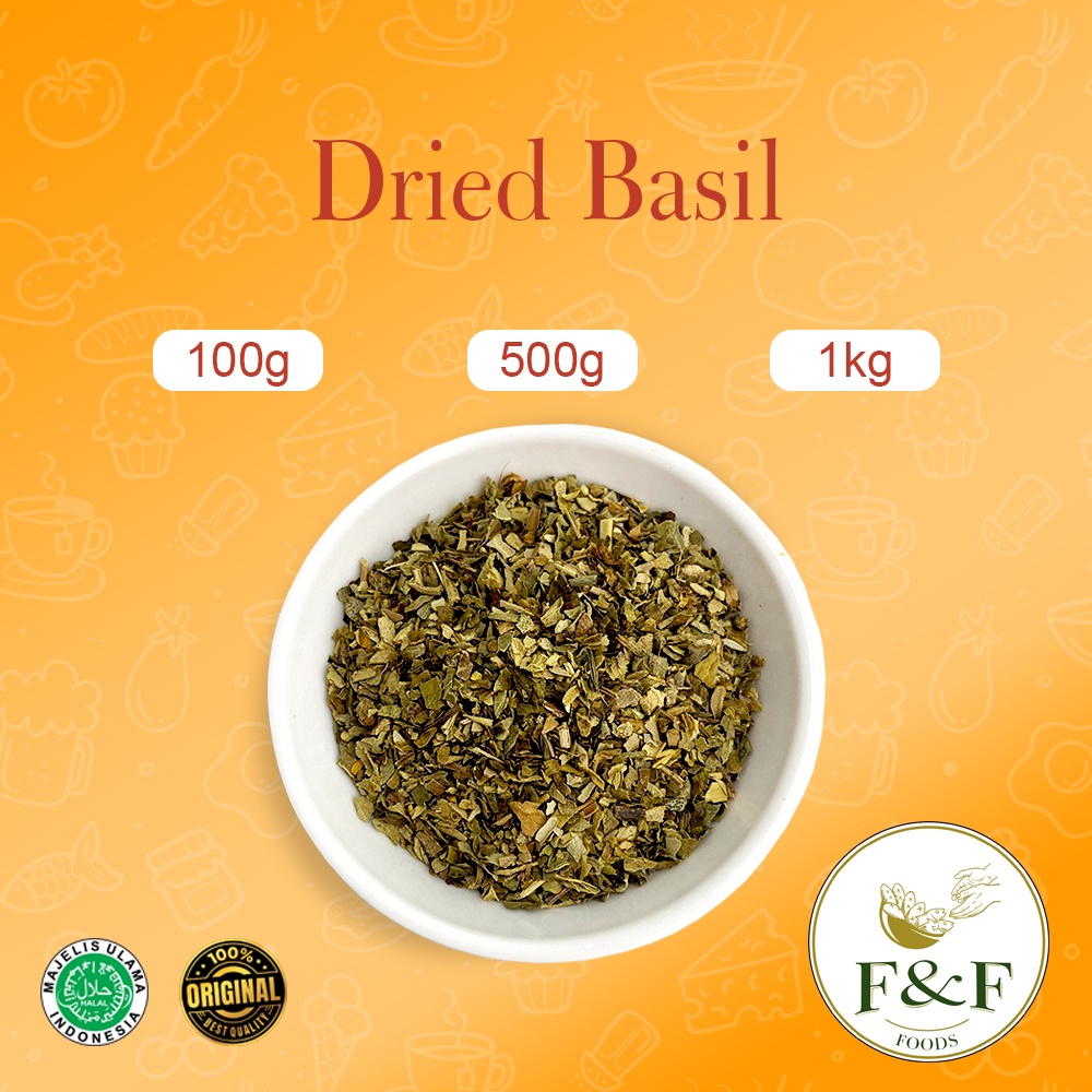 

BUBUK REMPAH MURNI - Dried Basil / Daun Basil Kering / Daun Basil Kering Tabur