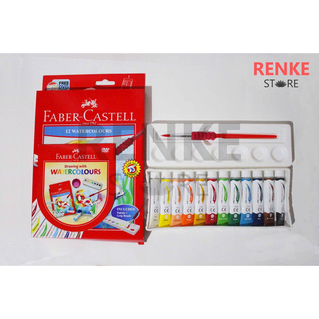 Paket Menggambar Lukis  Cat  Air Faber  Castell  12 Set 