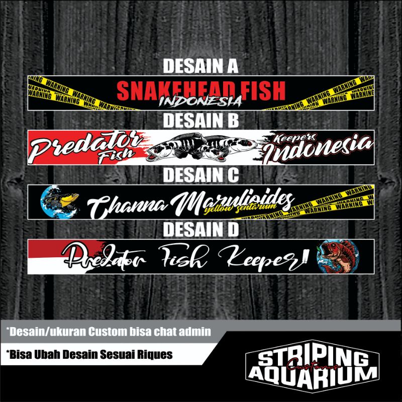 Stiker list Aquarium #6 | bisa riques nama/gambar/logo | ukuran 10cm-100cm