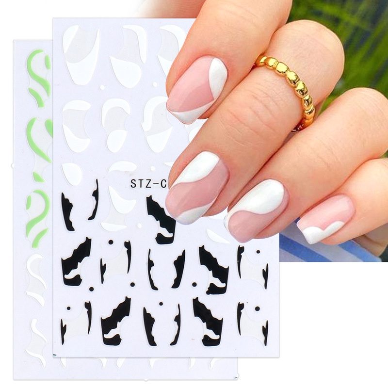 1 Lembar / Pak Stiker Kuku Foil Transfer Air Motif Geometri / Hati Untuk Nail Art / Manicure Diy