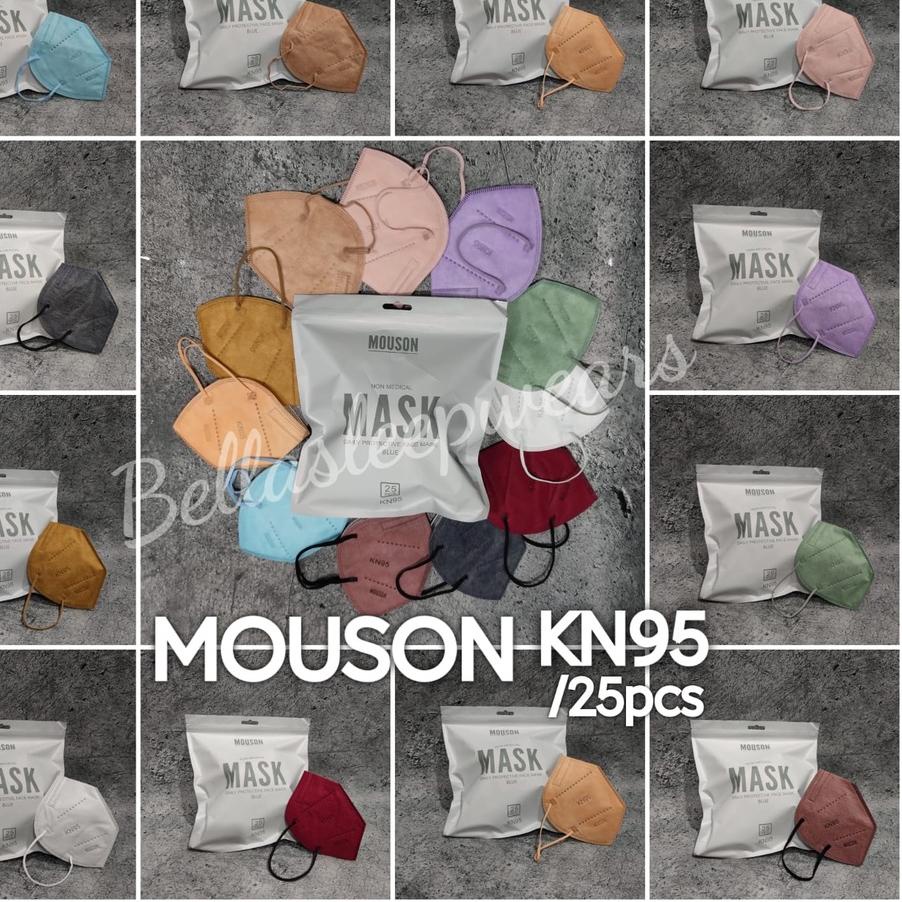【Penjualan SUPER】 MOUSON KN95 PRO 5D MIX RAINBOW 25PC - MASKER KN95 PRO 5D 5PLY MOUSON EMBOS WARNA W