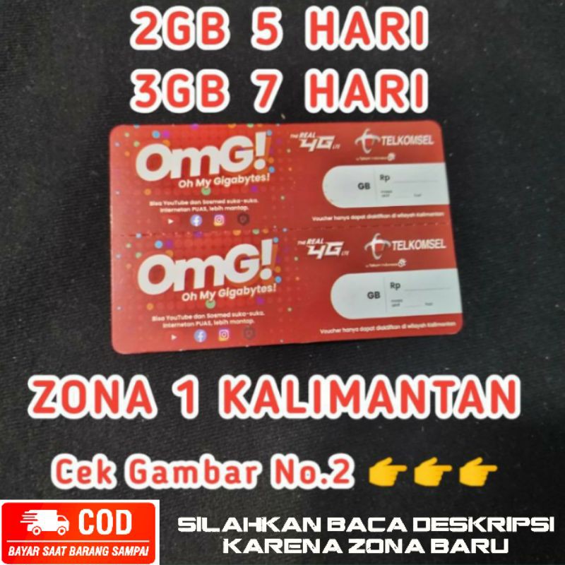 VOUCHER DATA 1.5GB, 2GB, 3GB ZONA 1 AREA KALIMANTAN