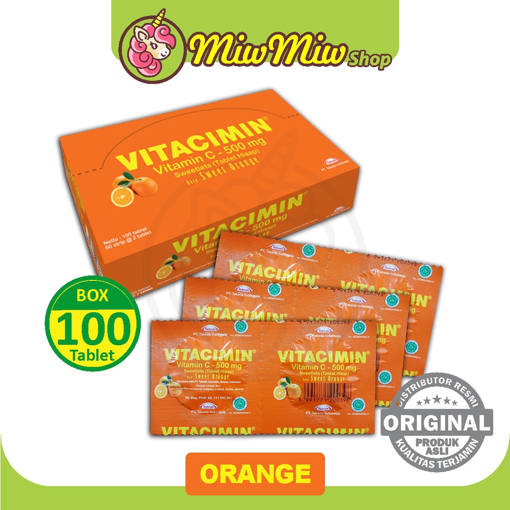 Vitacimin (Tablet Hisap Vitamin C 500 mg.) 1 box isi 100 tablet