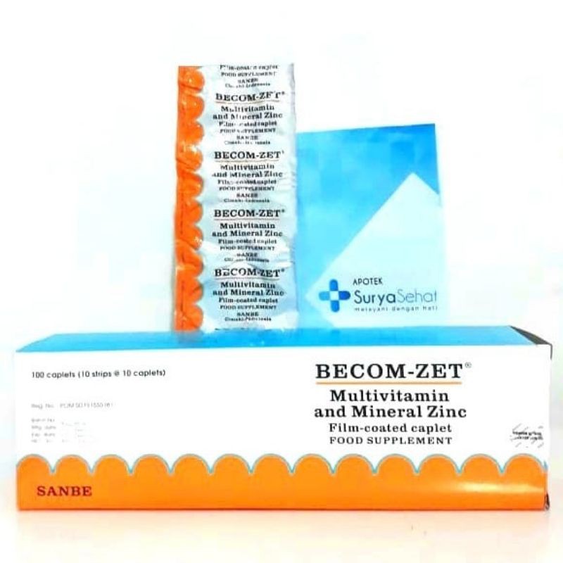 Becom-Zet 1 strip isi 10 kaplet Multivitamin Mineral dan Zinc