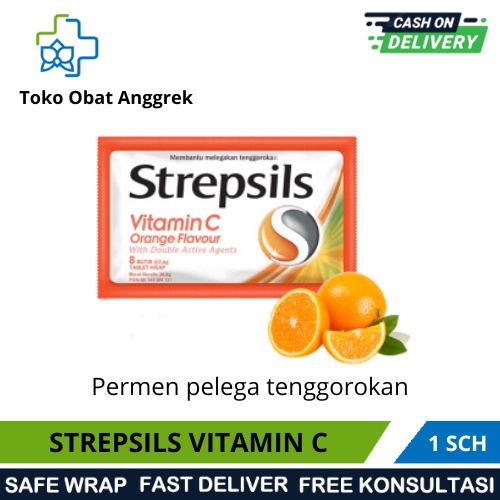

STREPSILS VITAMIN C ISI 8/PERMEN PELEGA TENGGOROKAN DENGAN VITAMIN C