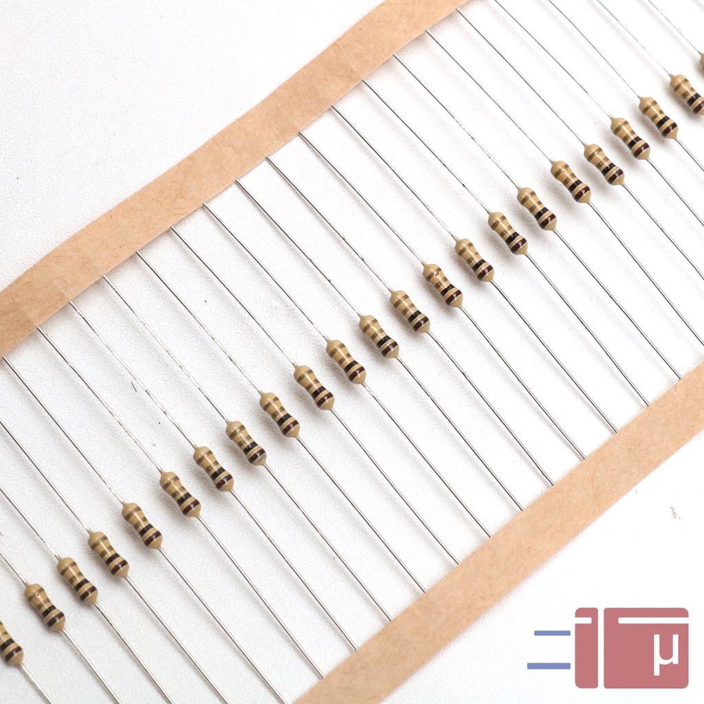 X10 Resistor 1R 1 Ohm 1/4W Karbon 5% Taiwan Kaki Tembaga