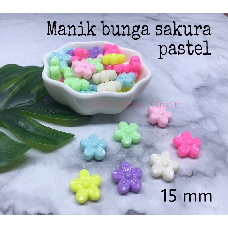 20gr. Manik bunga sakura pastel 15mm