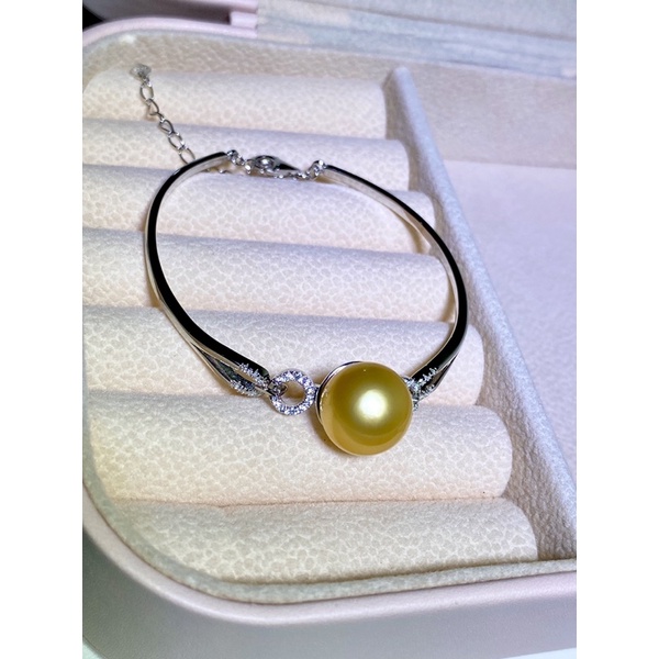 Gelang mutiara laut deep gold / gelang s925 emas putih / mutiara lombok emas