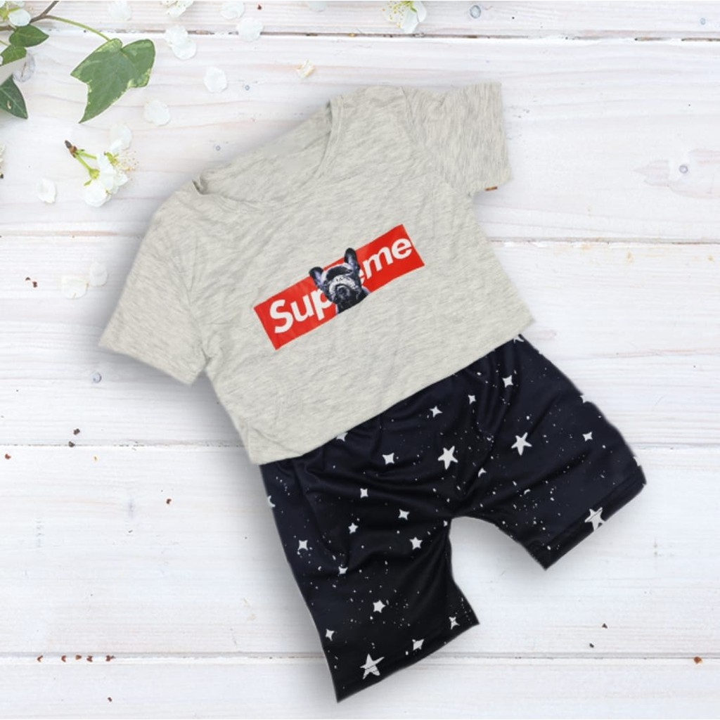 KAOS ANAK BAJU ANAK COWOK CEWEK CASUAL SUPREME UMUR 1 2 3