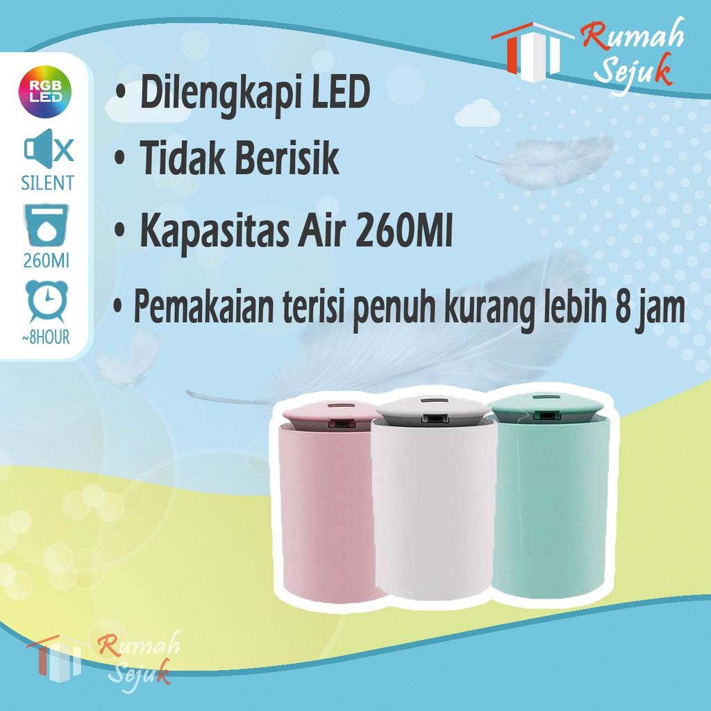 RS - Air Humidifier Diffuser Aromaterapi Alat Pengharum Ruangan Difuser Disfuser Unik Lucu RS-H17 Humdifier Purifier Difusser Defuser Humidifer Humadifier Humudifier Dispuser Humifider Portable Mobil Car Uap Hiasan Kamar Lampu LED Free Gratis Oil