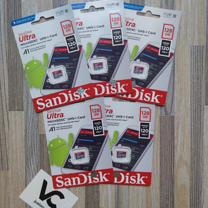 MicroSD SanDisk Ultra 128GB A1 Memory Card 128 GB Class 10 Micro SD 120MB/S MicroSDXC Kartu Memori