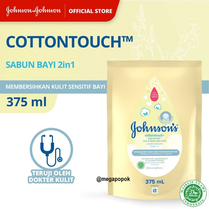 Johnson's Baby CottonTouch Top To Toe Hair &amp; Body Baby Bath 375Ml/102986/megapopok