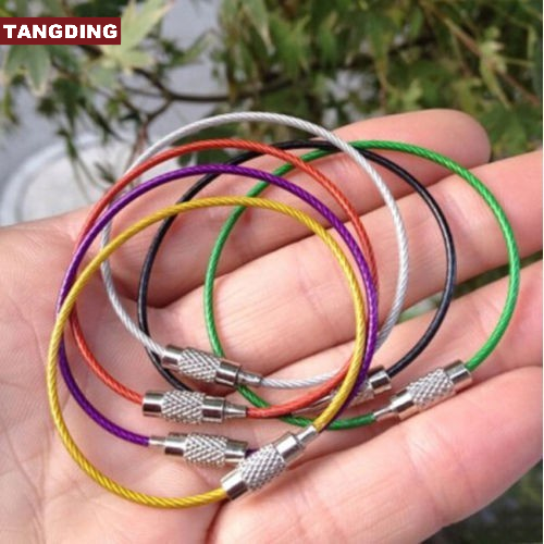 5pcs Gantungan Kunci Multifungsi Bahan Stainless Steel Dengan Kawat Plastik