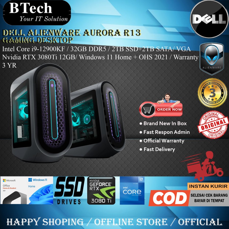 Dell Alienware Aurora R13 i9-12900KF/32GB/2TB+2TB/VGA 12GB/W11HSL+OHS