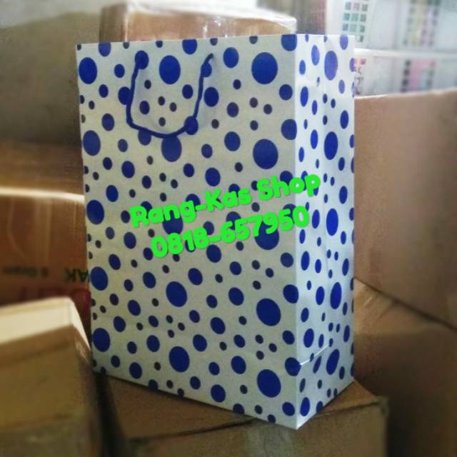 

Paperbag Polkadot Biru XL Karton Duplex Laminating Premium