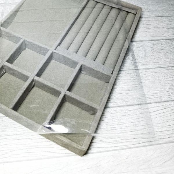 ☞ Baki Display Penyimpanan Perhiasan Anting Kalung Gelang Cincin Tutup Mika Bahan Velvet bludru ✯