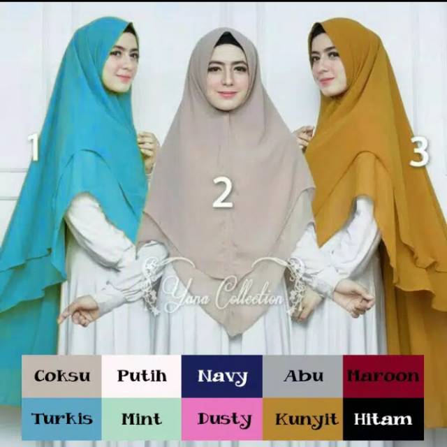 Jilbab Instan Syari Hijab Kerudung Khimar Ceruti LV 2 Layer Pinguin Ceruti Sifon Non Pet
