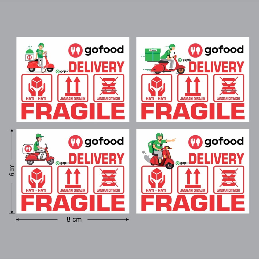 stiker gofood delivery go food stiker makanan fragile 8x6cm