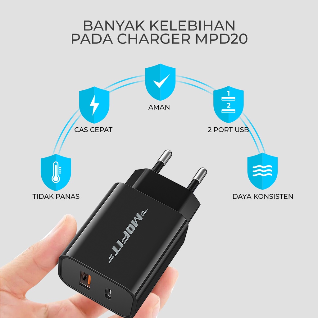 Mofit MPD20 - Quick charge 3.0A + PD 20 Watt Wall Charge