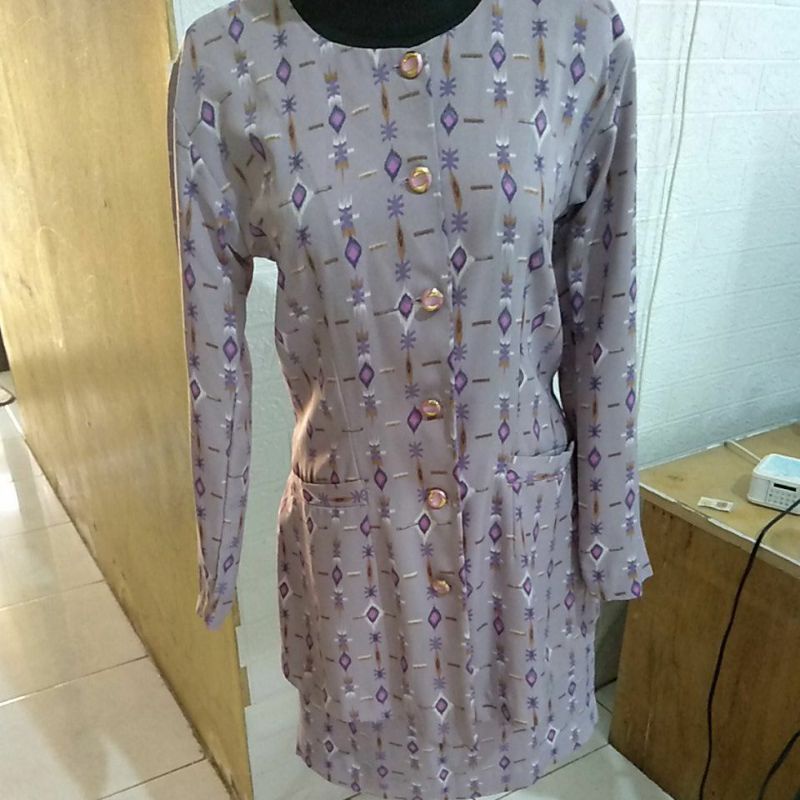 setelan blazer rok pendek ungu preloved