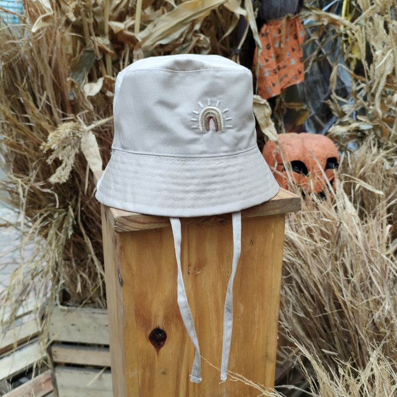 RIKU HAT - Promo 8.8 Bucket Hat Polos Anak Topi Tali Bordir Cewe Cowo Laki Perempuan Korea Drill Lucu Murah