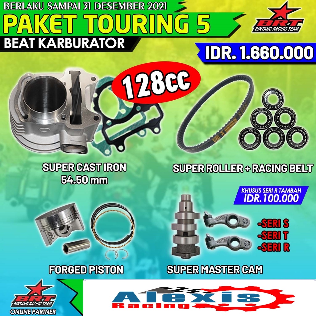 Paket Touring 5 Bore Up BRT Blok Casting Beat Karbu Scoopy Karbu 54.50mm Up 128cc