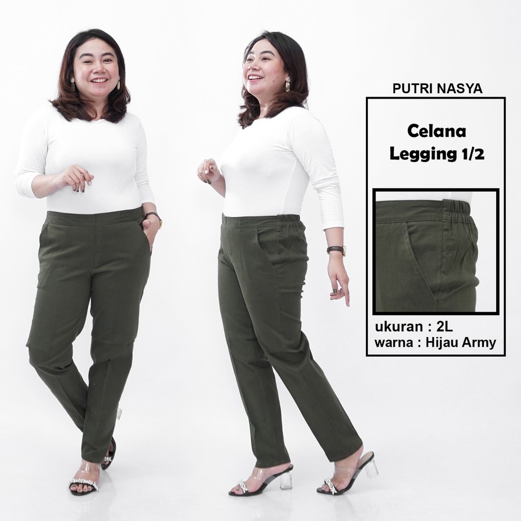 Putri Nasya - Celana Big Size Panjang Ukuran 8L,6L,5L,4L,2L,XL, All Size Warna Cream Hitam Abu Tua Muda Capucino Moca Navy Army