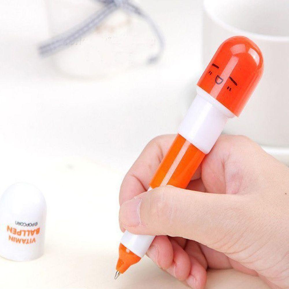 Agustin 2pcs Pulpen Ballpoint Capsul Teleskopik Vitamin Kualitas Tinggi Untuk Perlengkapan Kantor Sekolah Gaya Korea Lucu