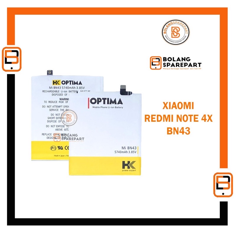 BATERAI BATRE XIAOMI REDMI NOTE 4X BN43 HK OPTIMA DOUBLE IC