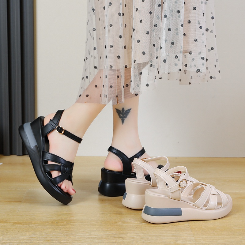 KZT-SW11 'FREE BOX' Sepatu Wanita &quot;BAILEY&quot; Sandal Wedges Slip On Kasual Fashion Import COD Termurah
