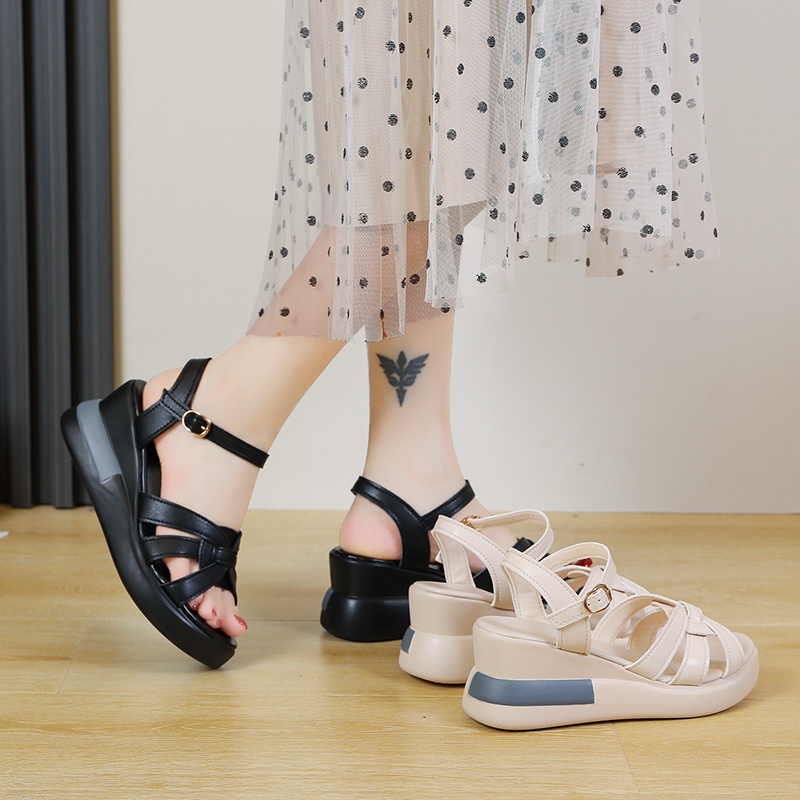 KZT-SW11 Sepatu Wanita Sandal Wedges Slip On Kasual Fashion Import COD Termurah